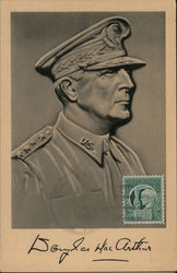 A black and white side view of General Douglas MacArthur Postcard