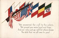 Answered Call to the Colors - Military Flags World War I Postcard Postcard Postcard