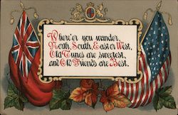 An American and British Flag Patriotic Postcard Postcard Postcard