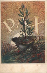 PAX A Plant Inside a Military Helmet Postcard