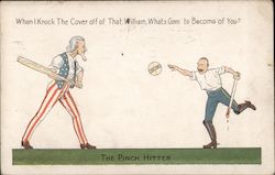 The Pinch Hitter - Uncle Sam Playing Baseball Postcard