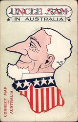 Uncle Sam In Australia, Map Postcard