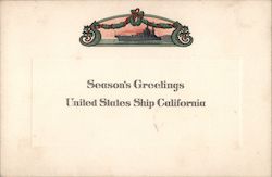 Season's Greetings United States Ship California Great White Fleet Postcard Postcard Postcard