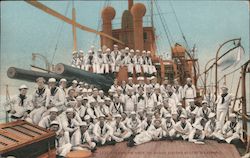 Crew on Deck of United States Warship Great White Fleet Postcard Postcard Postcard