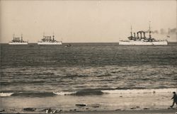 White Fleet Entering L.A. Harbor Postcard