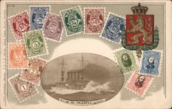 U.S.S. Maryland Norway Stamps Postcard