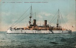 U.S. Cruiser "Olympia" Admiral Dewey's Flagship at Manila Great White Fleet Postcard Postcard Postcard