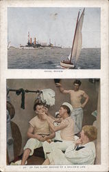 Naval Review on the Close Shave of a Sailor's Life Postcard