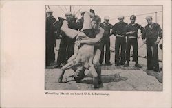 Wrestling Match on Board U.S.S. Battleship Great White Fleet Postcard Postcard Postcard