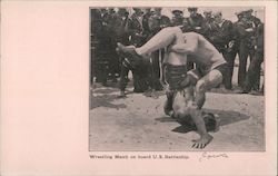 Wrestling on Board United States Warship Great White Fleet Postcard Postcard Postcard