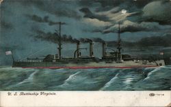 U.S. Battleship Virginia Postcard