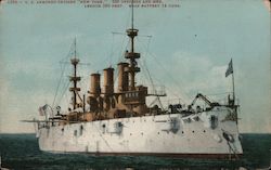 U.S. Armored Cruiser "New York" - 500 Officers and Men Postcard