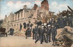 Sailors From the Battle Fleet Viewing the Ruins of Messina Sicily, Destroyed by Earthquake 1908 Great White Fleet Postcard Postc Postcard