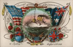 Souvenir to Commemorate the Visit of The American Fleet Great White Fleet Postcard Postcard Postcard