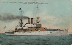 U.S. Battleship "Illinois" - 600 Officers and Men Great White Fleet Postcard Postcard Postcard