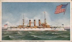 U.S. Battleship "Virginia" Great White Fleet Postcard Postcard Postcard