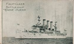 First Class Battleship "Rhode Island" Postcard