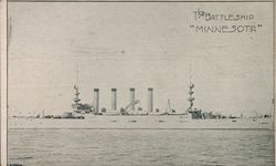 The Battleship "Minnesota" Great White Fleet Postcard Postcard Postcard