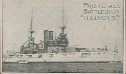 First Class Battleship "Illinois" Great White Fleet Postcard Postcard Postcard