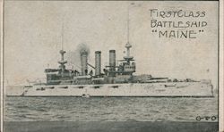 First Class Battleship "Maine" Postcard