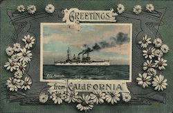 Greetings from California - U.S.S. Minnesota Postcard