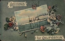 Greetings from California - U.S.S. Connecticut Postcard