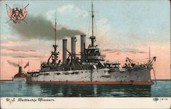 U.S. Battleship Missouri. Postcard