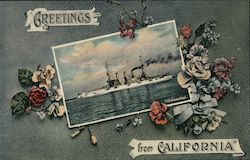 Greetings from California - U.S.S. Connecticut Postcard