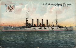 U.S.S. Armored Cruiser Maryland Great White Fleet Postcard Postcard Postcard