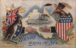 Hands Across the Sea; Welcome to Australia! Postcard