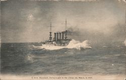 U.S.S. Maryland, during a gale in the China Sea. Great White Fleet Postcard Postcard Postcard