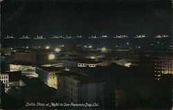 Battleships at Night in San Francisco Bay, California Postcard