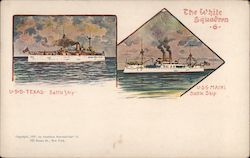 The White Squadron - U.S.S. Texas and U.S.S. Maine Postcard