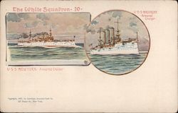 The White Squadron - U.S.S. New York and U.S.S. Brooklyn Postcard