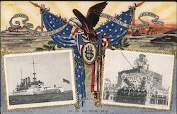 With the Great American Battle Fleet Postcard