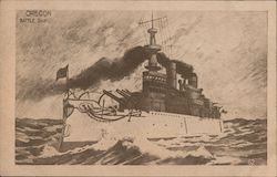 The Battleship Oregon Great White Fleet Postcard Postcard Postcard