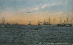 Battleship Harbor, San Diego Harbor Great White Fleet Postcard Postcard Postcard