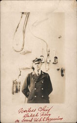 British Navy Chief on USS Wyoming Postcard