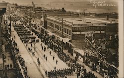 Naval parade passing Sherman Clay & Co. Advertisement Postcard