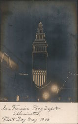 San Francisco Ferry Depot Illumination, Fleet Day, May 1908 Postcard