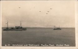 No. 21 Aeroplanes and Destroyers-Pacific Fleet, Weidner Photo Great White Fleet Postcard Postcard Postcard