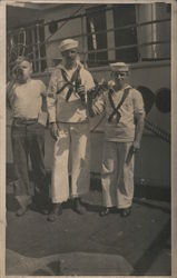 Navy men on a dock Postcard