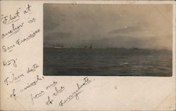 Great White Fleet at anchor in San Francisco Bay. Postcard