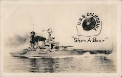 U.S.S. California "She's a Bear" Postcard