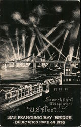 Search Light Display - San Francisco Bay Bridge Great White Fleet Postcard Postcard Postcard