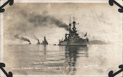 Man O'War Row--Texas, Kansas, Wyoming, and New York at anchor Great White Fleet Postcard Postcard Postcard