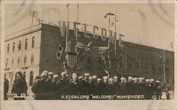 U.S. Sailors "Welcome!" Montevideo Great White Fleet Postcard Postcard Postcard