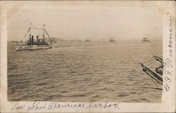 U.S.S. Wisconsin - in San Francisco Harbor Great White Fleet Postcard Postcard Postcard