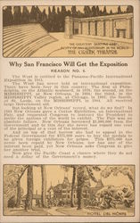 Why San Francisco Will Get the Exposition Reason No. 6 1915 Panama-Pacific Exposition Postcard Postcard Postcard