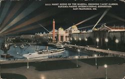 Night Scene on the Marina Showing Yacht Harbor Postcard